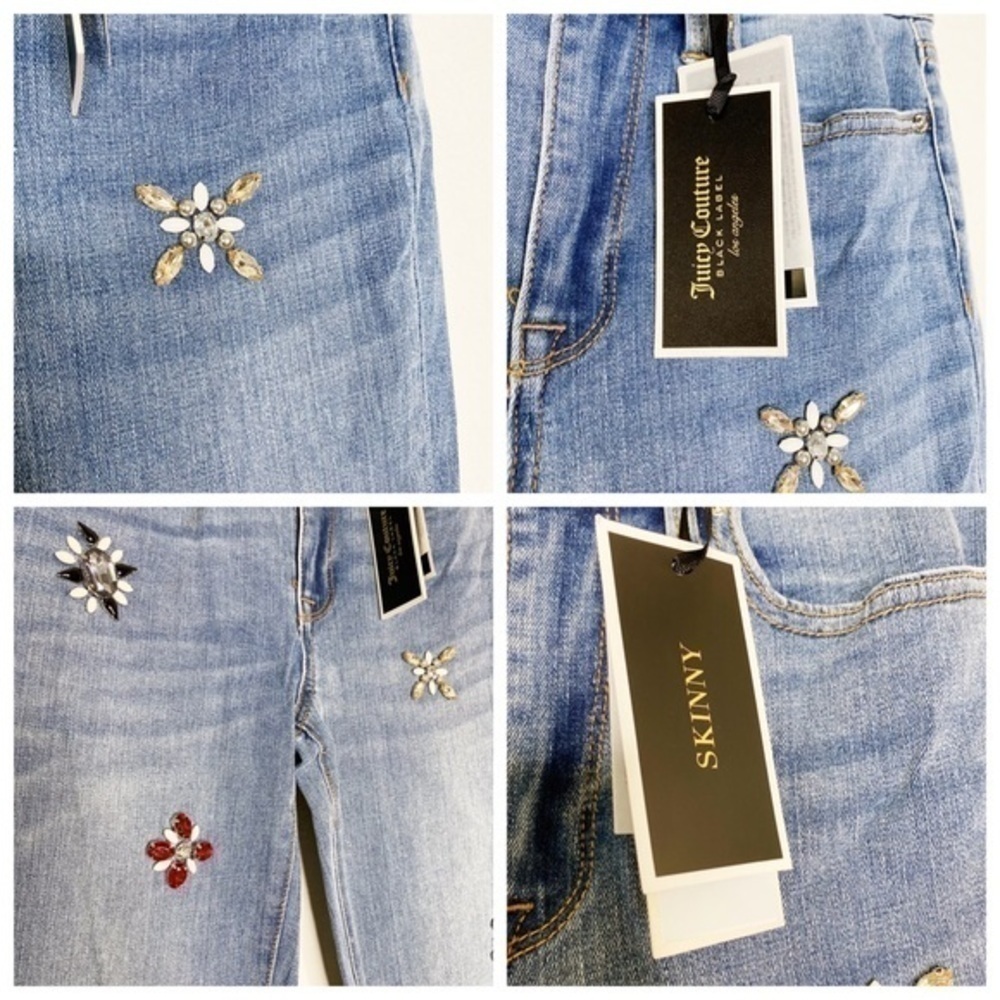 Juicy Couture Black Label Embellished Floral Gems Skinny Jeans NWT - Picture 13 of 16